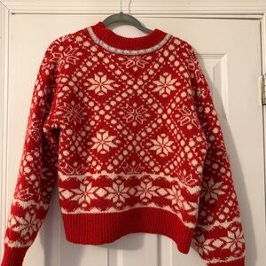 Universal Thread Red and Cream Nordic Snowflake Crewneck Sweater